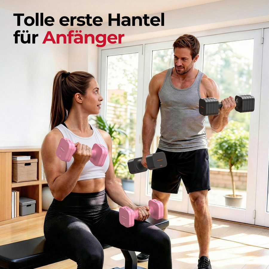 FEIERDUN 5-in-1 verstellbares Kurzhantelset (2 Stück), 5,4 kg Hanteln für Damen und Herren, 1s-einstellbares, besonders stabiles Kurzhantelset für das Heim-Fitnessstudio und den Außenbereich