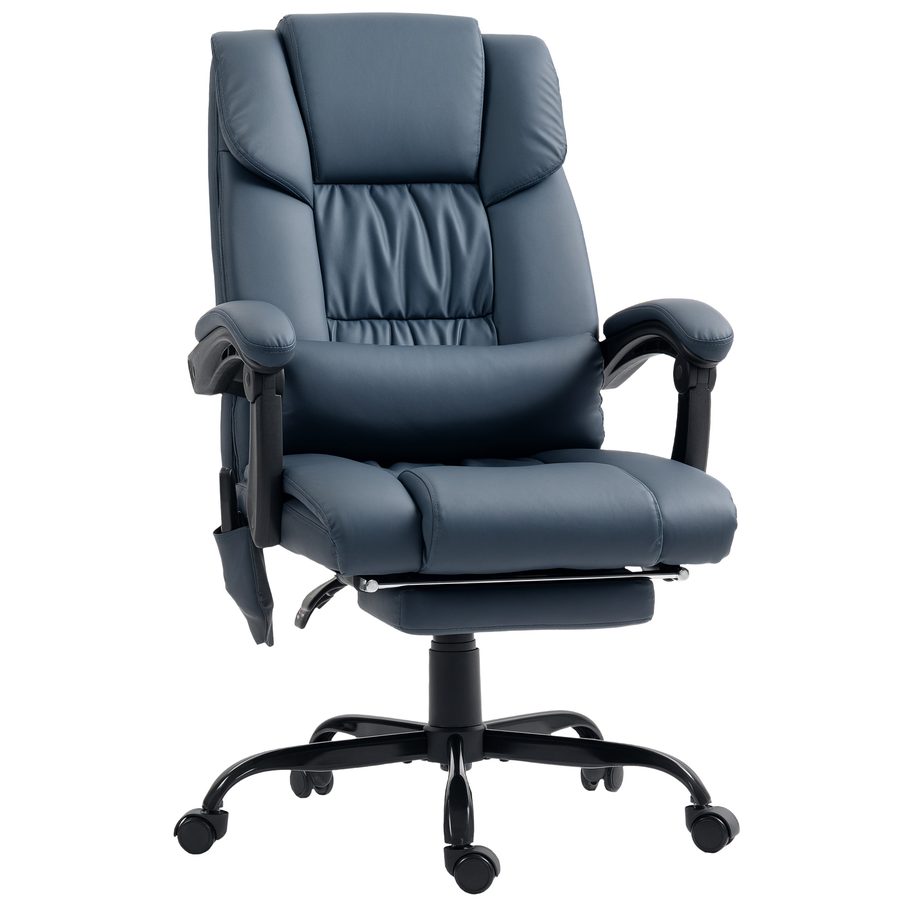 Vinsetto Massagesessel, Bürostuhl, ergonomischer Stuhl mit Fußstütze, höhenverstellbarer Rückenlehne und Kabelfernbedienung, Kunstlederbezug, Blau   Aosom von Vinsetto