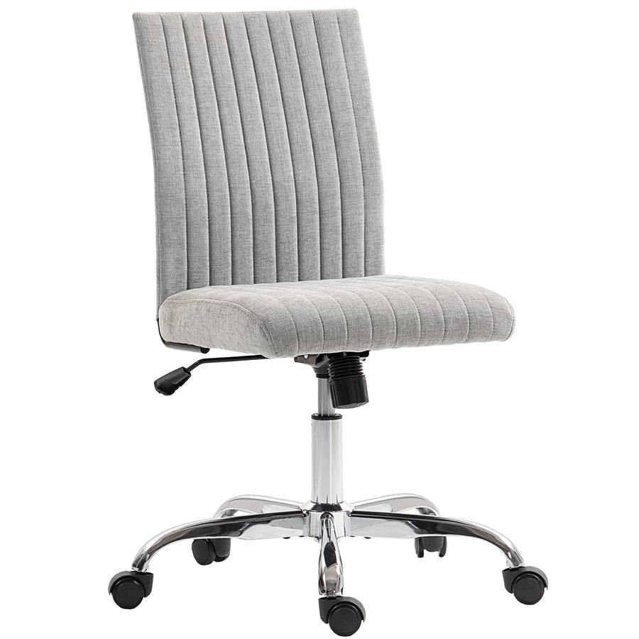 HOMCOM Bürostuhl ohne Armlehnen mit Höhenverstellung und Drehbarem Sitz, Ergonomischer Bürostuhl mit Rollen und Bezug aus Stoff, Grau   Aosom von HOMCOM