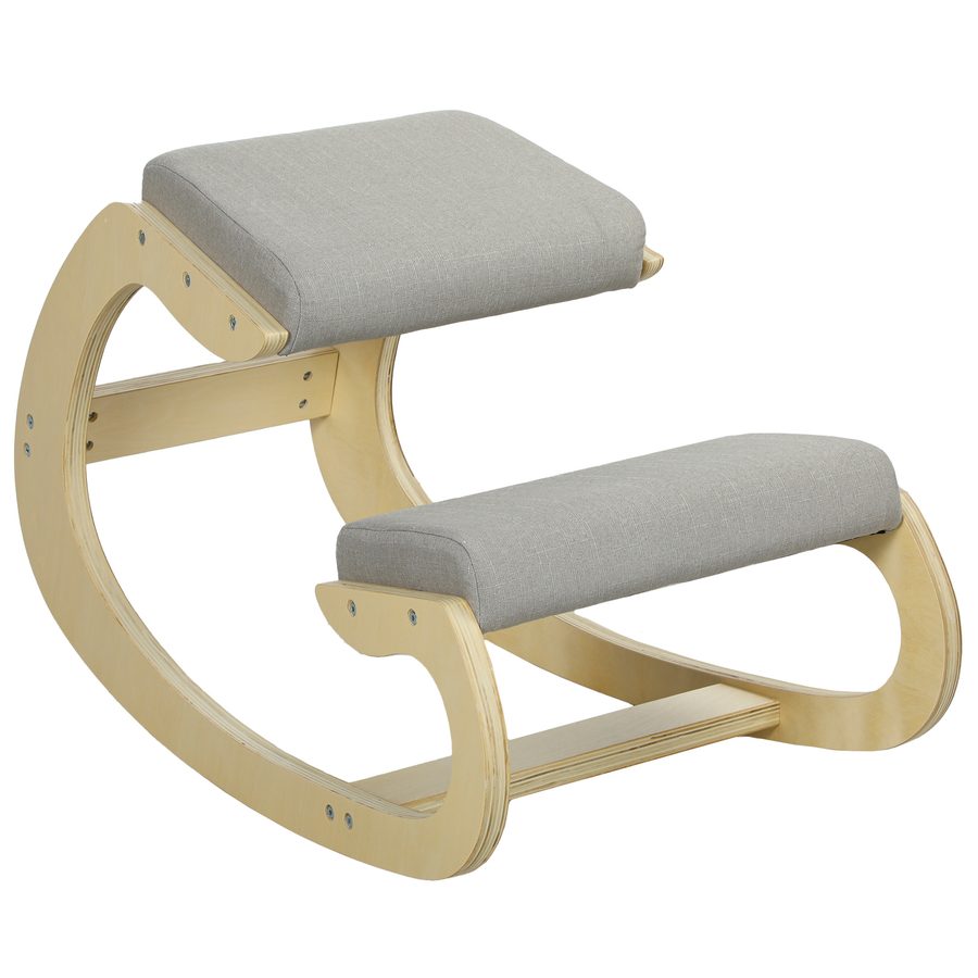 HOMCOM Kniestuhl Ergonomisch, Kniestuhl aus Holz, Bürostuhl für Homeoffice, Gesundheitsstuhl zur Verbesserung der Körperhaltung, Hellgrau   Aosom von HOMCOM