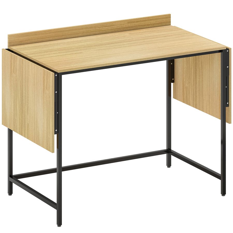 HOMCOM Schreibtisch Klappbar Computertisch Bürotisch mit Modern-Design, Metallgestell für Arbeitszimmer Schlafzimmer Home Office, 100/135/170 x 58 x 78 cm Eiche   Aosom von HOMCOM