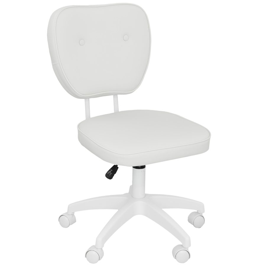 Vinsetto Drehstuhl aus PU-Kunstleder mit höhenverstellbarer armloser Belastung von 120 kg für Studium Schlafzimmer 46x59x82-92 cm Weiß   Aosom von Vinsetto
