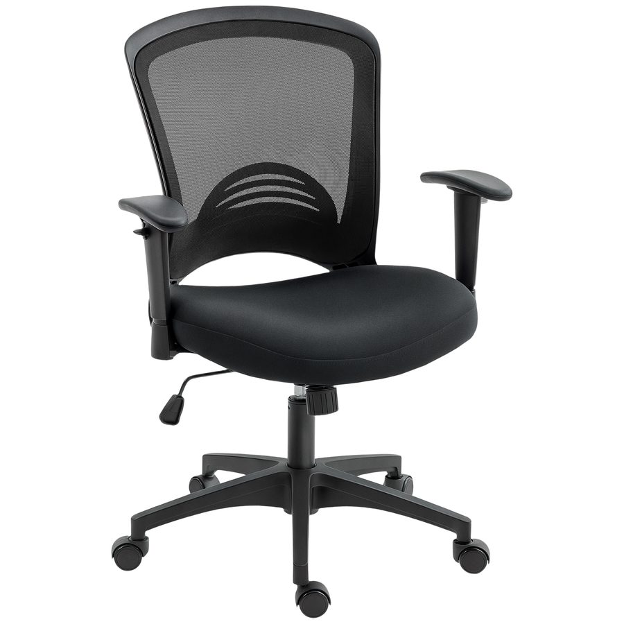 HOMCOM Bürostuhl, Ergonomischer Schreibtischstuhl mit höhenverstellbar Armlehne,Lendenwirbelstütze, Höhenverstellbarer Drehstuhl mit Wippfunktion, Computerstuhl mit Netzbespannung, Schwarz   Aosom von HOMCOM