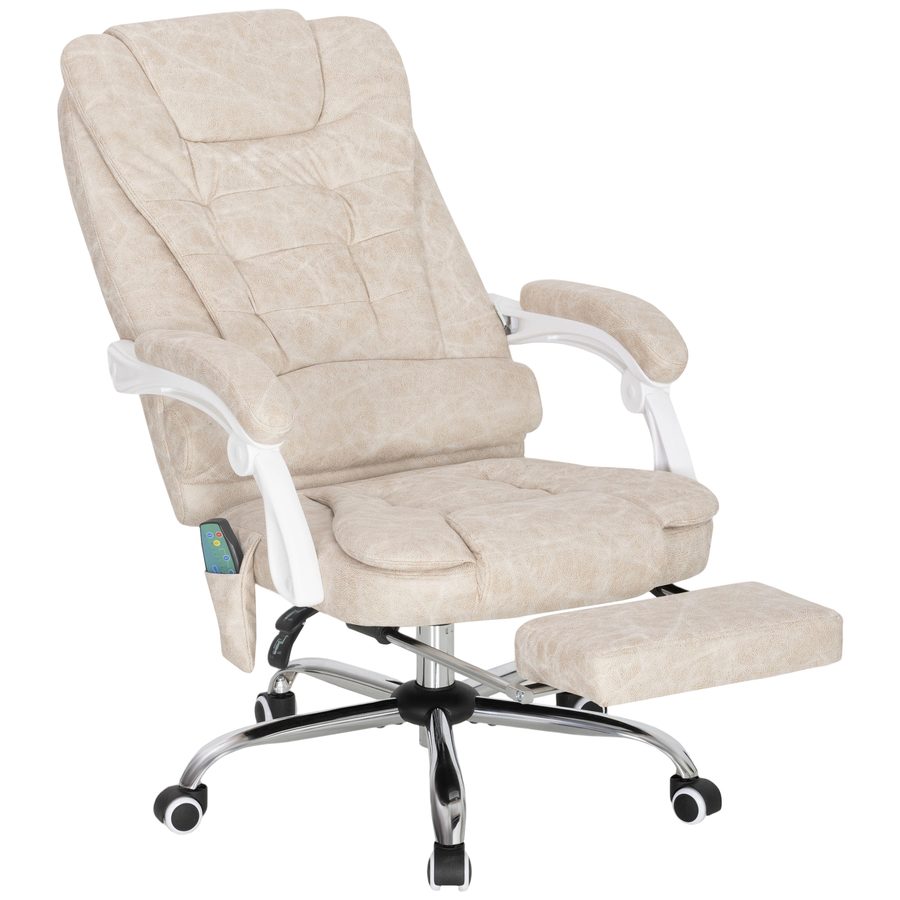 Vinsetto Bürostuhl mit Massagefunktion, Ergonomisch Schreibtischstuhl mit Liege- & Wärmefunktion, Fußstütze, Höhenverstellbar Computerstuhl mit Seitentasche und Fernbedienung, Mikrofaser, Schwarz   Aosom von Vinsetto