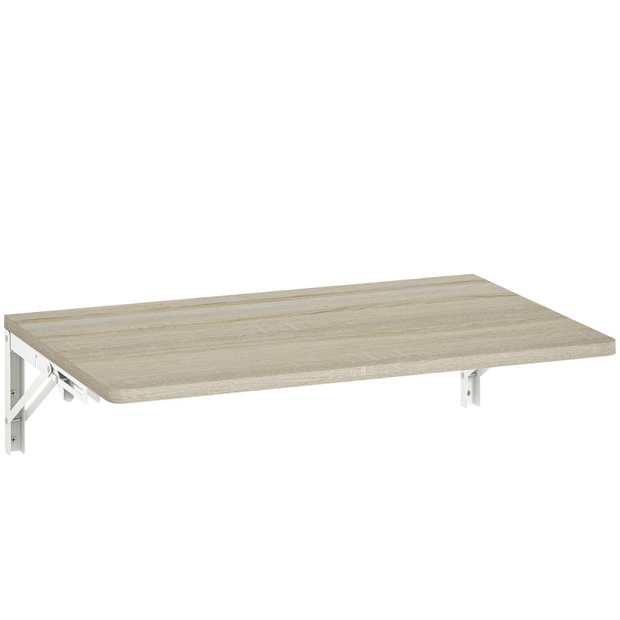 HOMCOM Wandklapptisch, 60x40 cm Klapptisch, Platzsparender Schwimmender Schreibtisch mit abgerundeten Ecken, für Homeoffice, Wohnzimmer, Schlafzimmer, Küche, Eiche   Aosom von HOMCOM