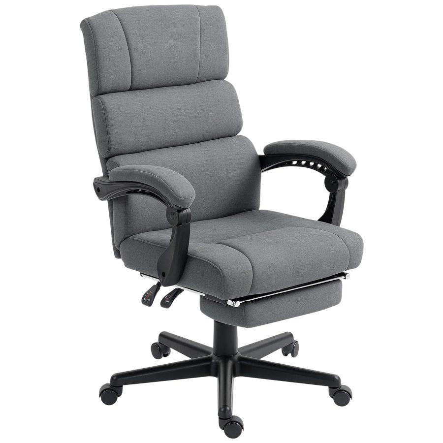 HOMCOM Bürostuhl, Ergonomischer Schreibtischstuhl mit Armlehne, Fußstütze, Höhenverstellbarer Drehstuhl mit Kopfkissen, Lendenkissen Computerstuhl mit Samt-Optik, Dunkelgrau   Aosom von HOMCOM