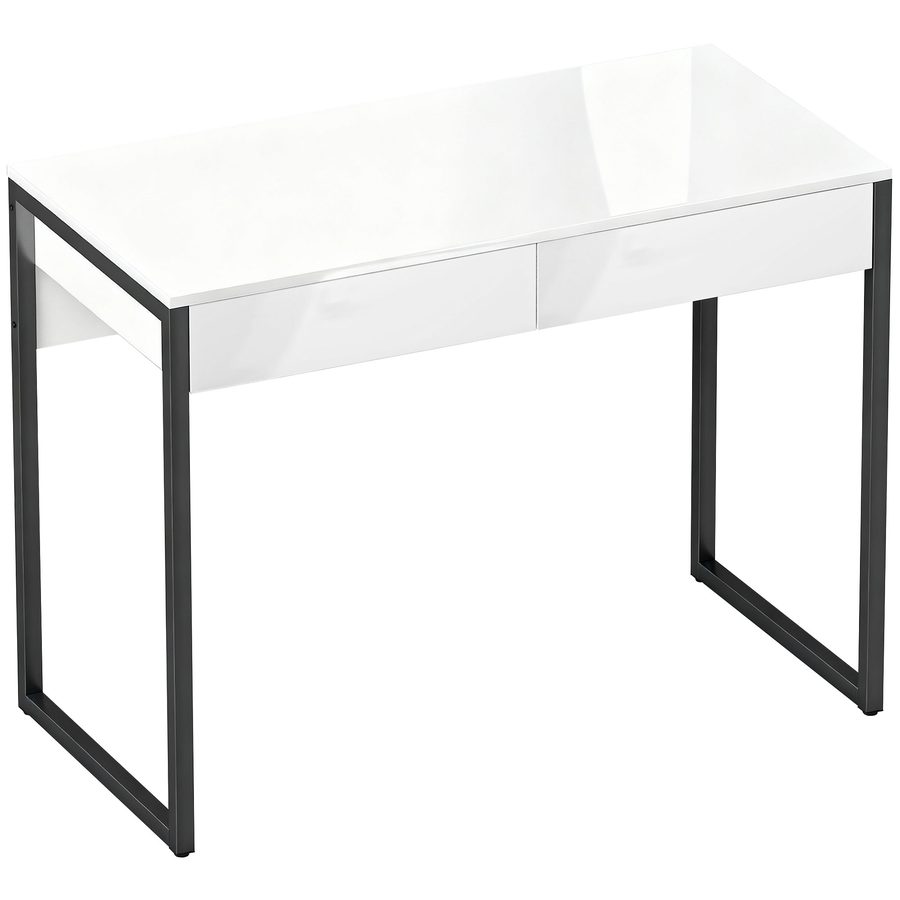 HOMCOM Schreibtisch 100 x 50 cm Computertisch Bürotisch mit 2 Schubladen, Stahlrahmen, für kleine Räume, Home Office, Schwarz   Aosom von HOMCOM