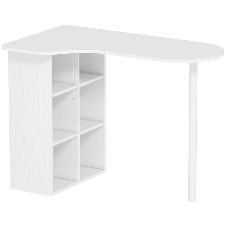 HOMCOM Schreibtisch, platzsparend, 6 Fächer & 4 verstellbare Regale, geschwungene Tischplatte, 100 x 59 x 75,5 cm, Weiß   Aosom von HOMCOM