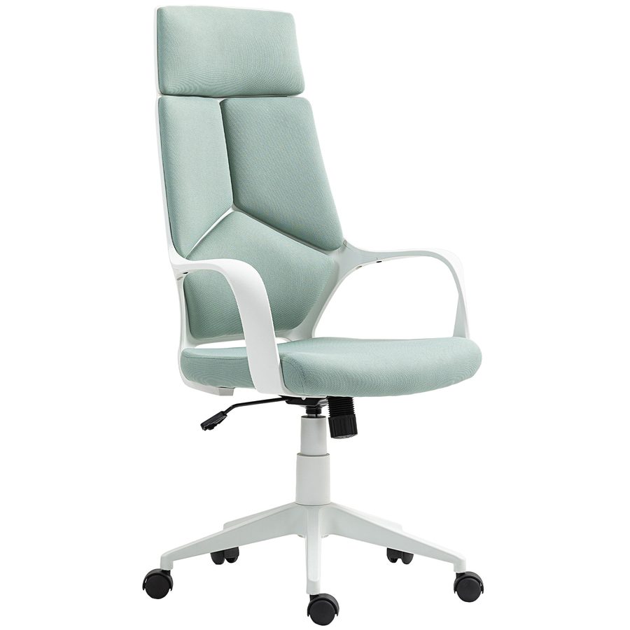 HOMCOM Bürostuhl mit Wippfunktion, Schreibtischstuhl aus Stoff Höhenverstellbar und drehbar, 63x63x117-127 cm, Grün   Aosom von HOMCOM