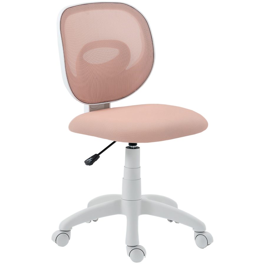 HOMCOM Bürostuhl Ergonomischer Schreibtischstuhl mit C-förmiger Rückenstütze, Höhenverstellbar Armlos Drehstuhl, Gepolstert Computerstuhl, Rosa   Aosom von HOMCOM