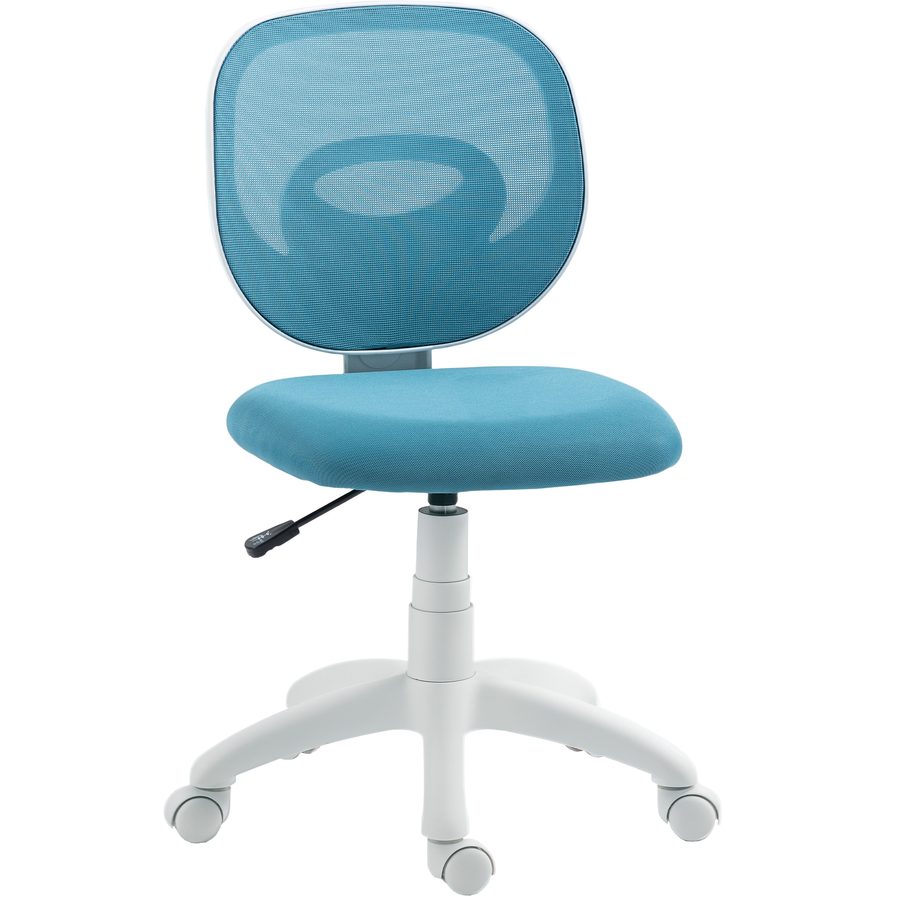 HOMCOM Bürostuhl Ergonomischer Schreibtischstuhl mit C-förmiger Rückenstütze, Höhenverstellbar Armlos Drehstuhl, Gepolstert Computerstuhl, Blau   Aosom von HOMCOM