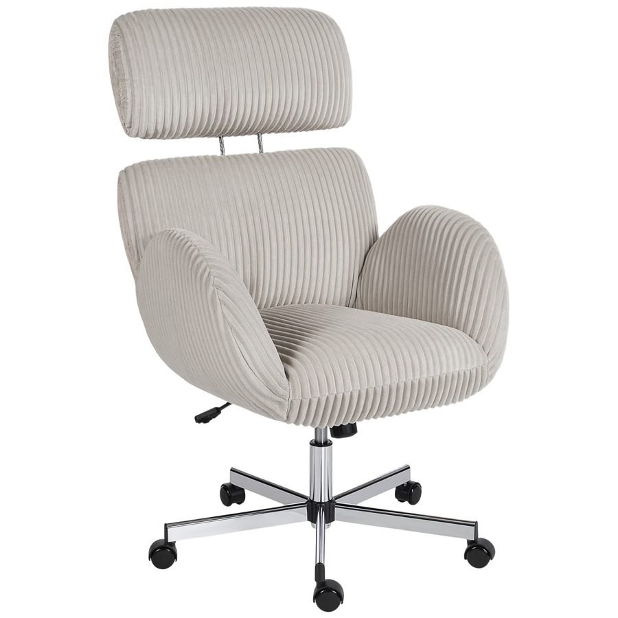 HOMCOM Ergonomischer Bürostuhl aus Velours, Bürosessel mit hoher Rückenlehne, verstellbarer Kopfstütze und Armlehnen, Rollen, höhenverstellbar, Kippfunktion, 74 x 70 x 112 cm, grau   Aosom von HOMCOM