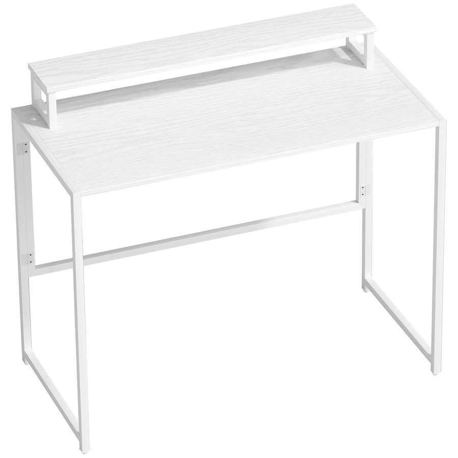 HOMCOM Schreibtisch Klappbar Computertisch Bürotisch mit Monitorhalterung Stahlrahmen für Arbeitszimmer, Schlafzimmer, Home Office, 100 x 48 x 87,5 cm, Weiß   Aosom von HOMCOM