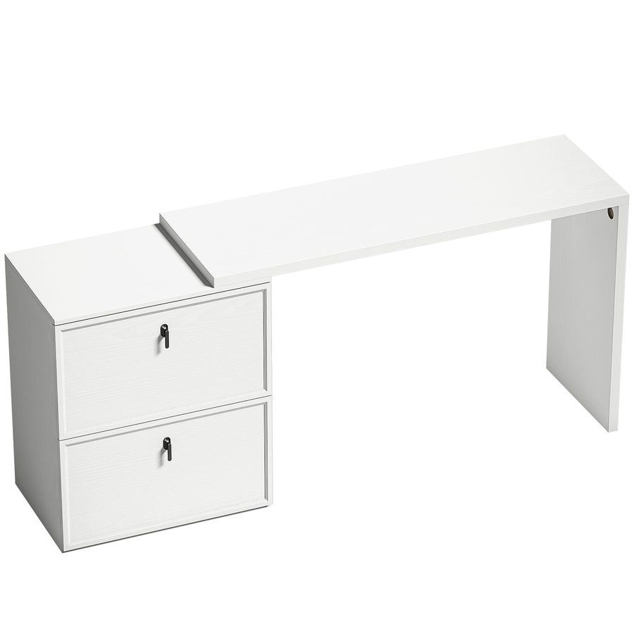HOMCOM Reversibler Schreibtisch in L‑Form, Schreibtisch mit 2 Hängeregistratur‑Schubladen, Modernes Design für Kleine Räume, Homeoffice, Weiß   Aosom von HOMCOM