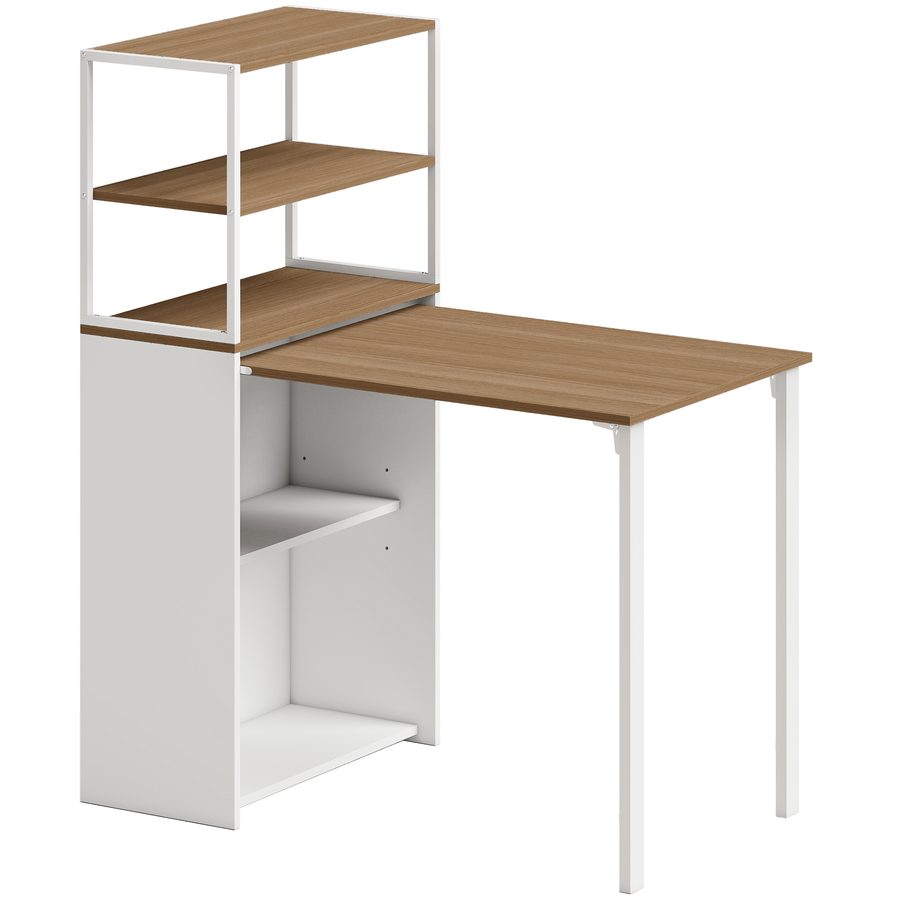 HOMCOM Schreibtisch Klappbar Küchentisch mit 4 Regal Computertisch Arbeitstisch Laptoptisch Büroregal Naturholz 105 x 60 x 127 cm   Aosom von HOMCOM