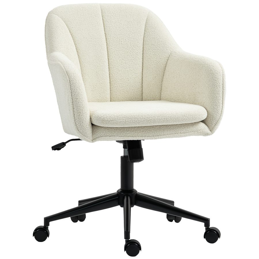 HOMCOM Schreibtischstuhl Homeoffice Stuhl mit Samtoptik Höhenverstellbar Drehstuhl mit gewölbter Rückenlehne, Wippfunktion, Bürostuhl bis 120 kg belastbar für Arbeitszimmer, Schlafzimmer, Beige   Aosom von HOMCOM