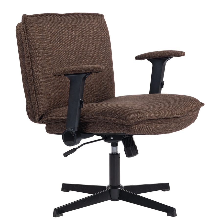 HOMCOM Bürostuhl Mit übereinandergeschlagenen Beinen, Schreibtischstuhl Mit Klappbaren Armlehnen, Extra Breiter Sitz, Ohne Räder, Höhenverstellbar, Drehbar, Neigungsfunktion, Bezug Aus Kunstleinengewebe, Braun   Aosom von HOMCOM