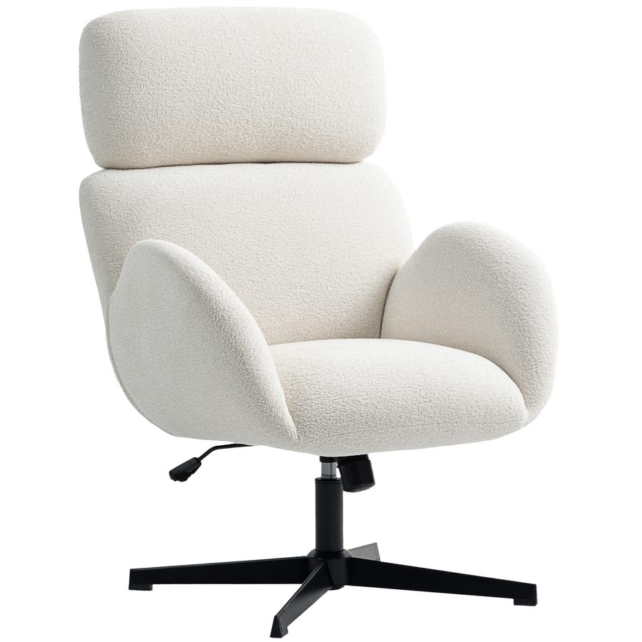 HOMCOM Schreibtischstuhl Ergonomisch Homeoffice Stuhl mit Samtoptik, hoher Rückenlehne, Höhenverstellbar Drehstuhl mit Wippfunktion, Gepolstert Bürostuhl für Schlafzimmer, Arbeitszimmer, Creme   Aosom von HOMCOM