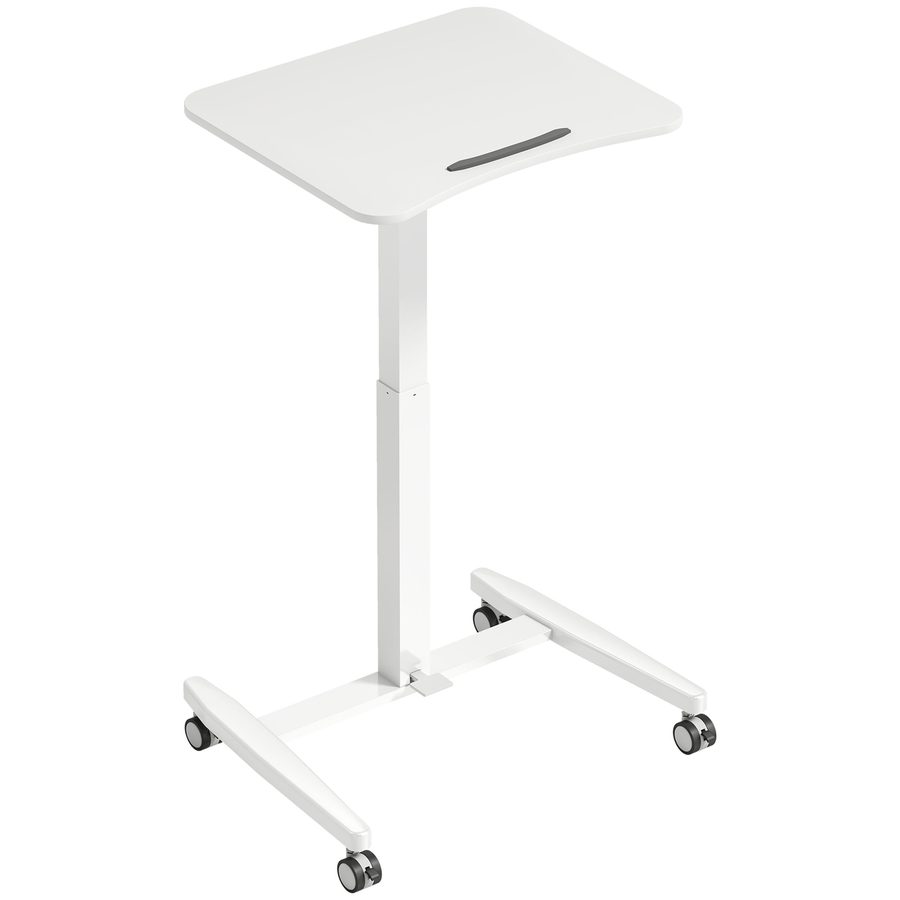 HOMCOM Laptoptisch Höhenverstellbar Pneumatisch mit Rollen, Neigbarer Tischplatte, 75-114cm Computertisch mit Sicherheitsstopper, Mobiler Stehpult Schreibtisch für Büro, Sofa, Bett, 60,5x52cm, Weiß   Aosom von HOMCOM