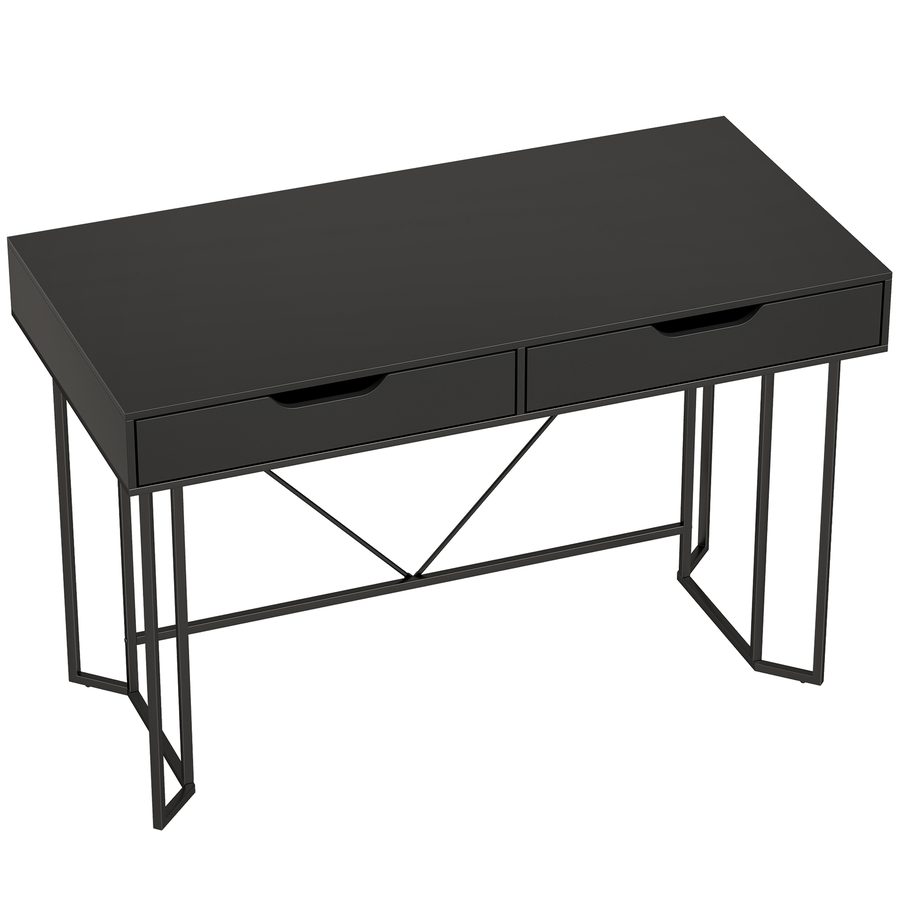 HOMCOM Schreibtisch Computertisch mit 2 Schubladen Bürotisch im Modern-Design, Metallgestell für Arbeitszimmer Schlafzimmer Home Office, 120 x 60 x 77 cm Schwarz   Aosom von HOMCOM