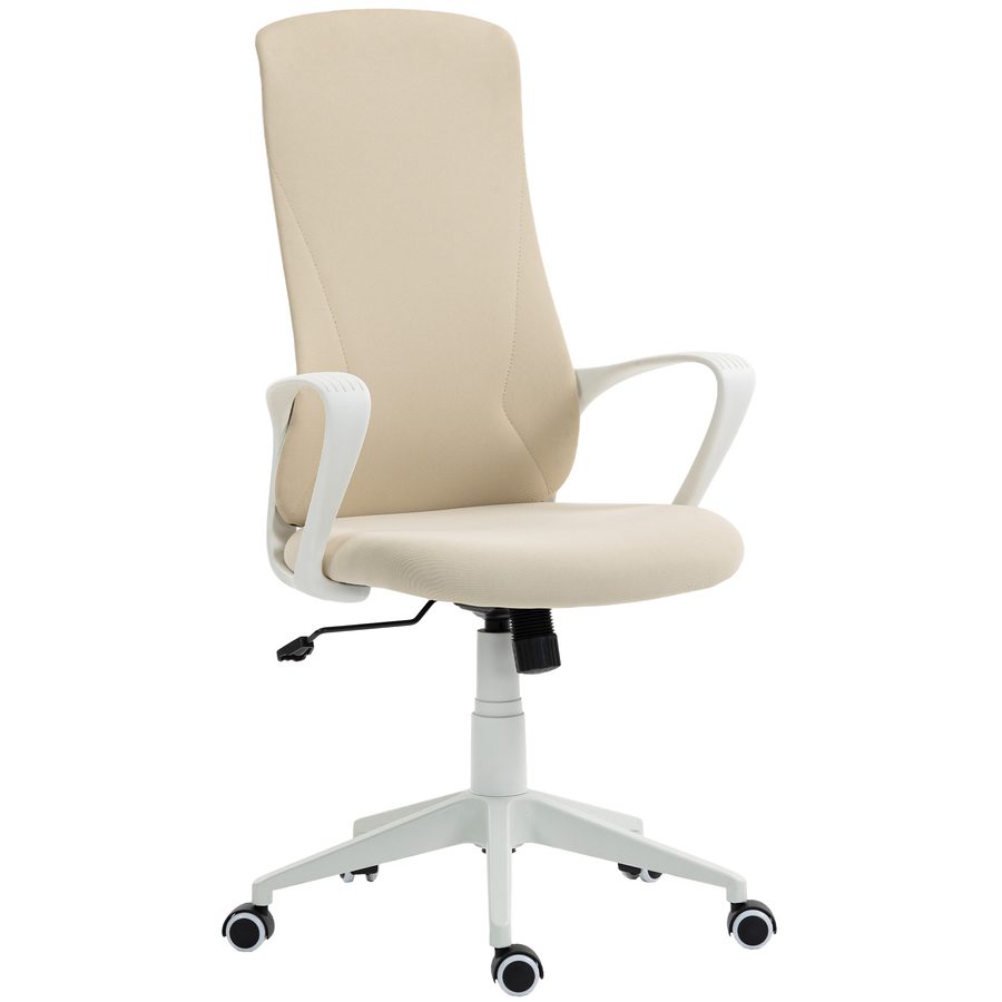 Vinsetto Drehbarer Bürostuhl Schreibtischstuhl für Jugendliche höhenverstellbar Kippfunktion Armlehnen Hohe Rückenlehne 62x56x110-119,5 cm Beige   Aosom von Vinsetto