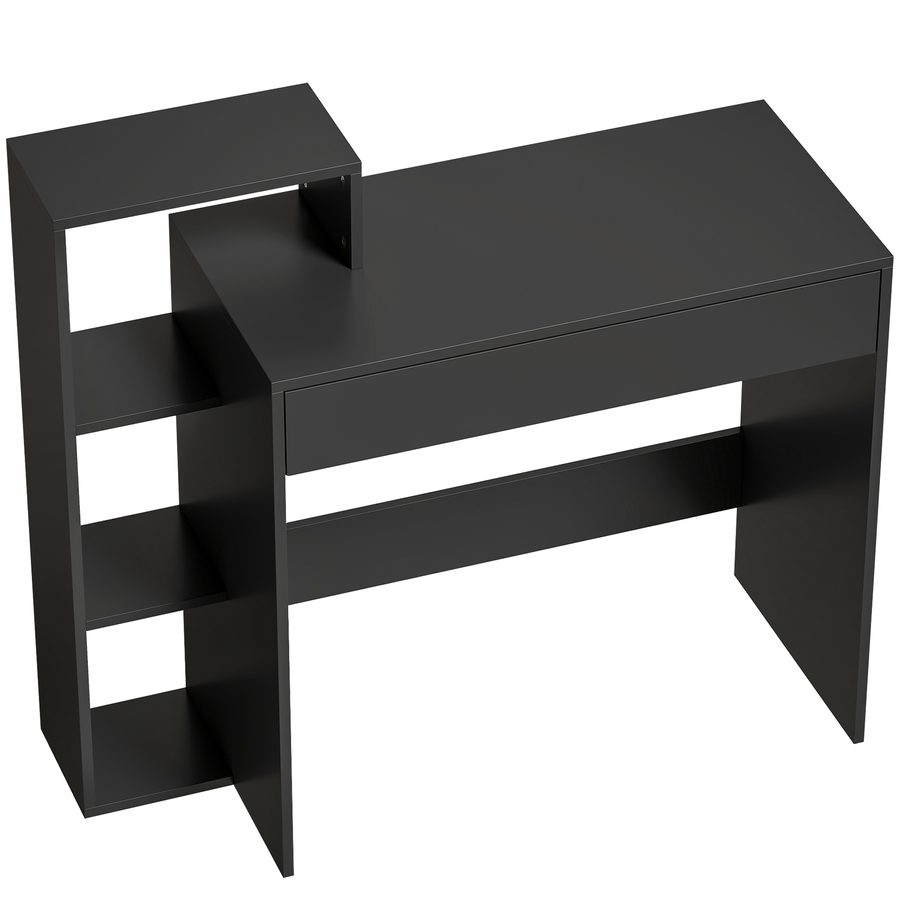 HOMCOM Schreibtisch mit Stauraum, Computertisch mit 3 Regalfächern und Schublade, Arbeitsplatz, Schreibtisch fürs Homeoffice, 100 x 40 x 90 cm, schwarz   Aosom von HOMCOM