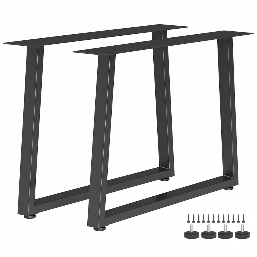 HOMCOM Set 2 Trapez-Tischbeine aus Stahl, Möbelfüße mit 12 Löchern, 12 Schrauben und 4 verstellbaren Füßen, Industriestil, Tragkraft 75 kg, für Bank, Couchtisch, 60x10x43 cm, Schwarz   Aosom von HOMCOM