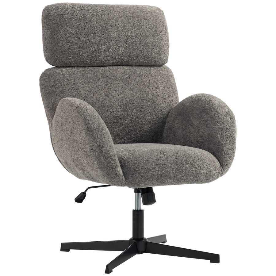 HOMCOM Schreibtischstuhl Homeofficestuhl mit Samtbezug, hohe Rückenlehne, höhenverstellbar, Drehstuhl mit Wippfunktion, gepolstert, für Schlafzimmer und Arbeitszimmer, Grau   Aosom von HOMCOM