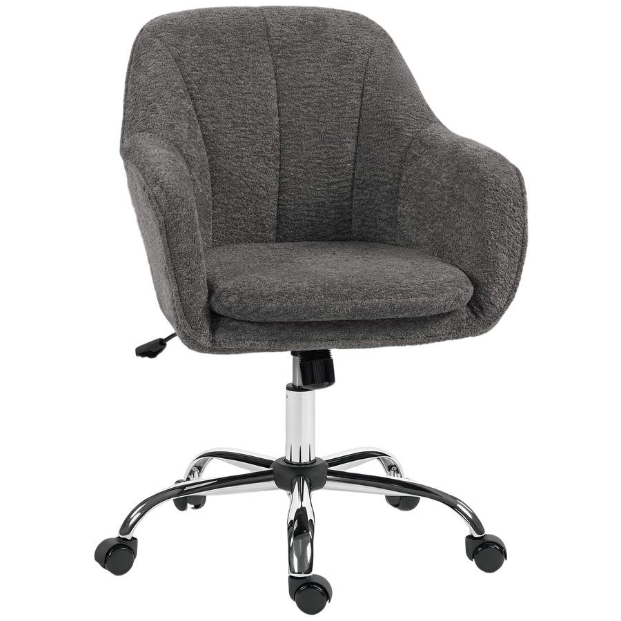 HOMCOM Moderner Schreibtischstuhl mit Schaukel- und Höhenverstellungsfunktion, Fleece-Sitz mit Drehrollen und gepolsterten Armlehnen für das Home Office, Grau   Aosom von HOMCOM