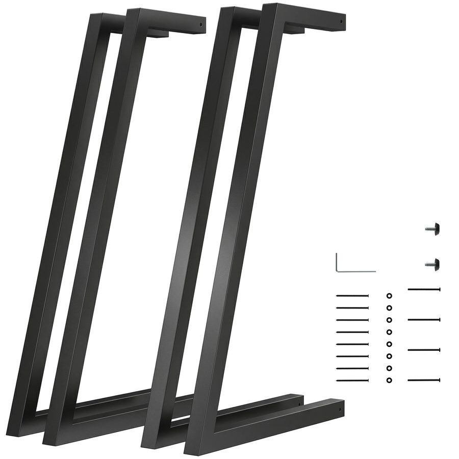 HOMCOM Stahl-Tischbeine, Set mit 4 Industrie-Möbelbeinen mit verstellbaren Füßen und Schrauben für Esstisch, Bank, 43x3x72 cm, Schwarz   Aosom von HOMCOM