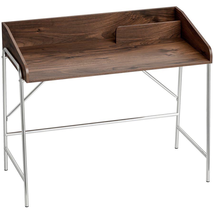 HOMCOM Schreibtisch, 109 cm Computertisch mit Sicherheitsrand und Metallgestell, leicht zu montieren, moderner Tisch für kleine Räume, Homeoffice oder Studium, Nussbaum   Aosom
