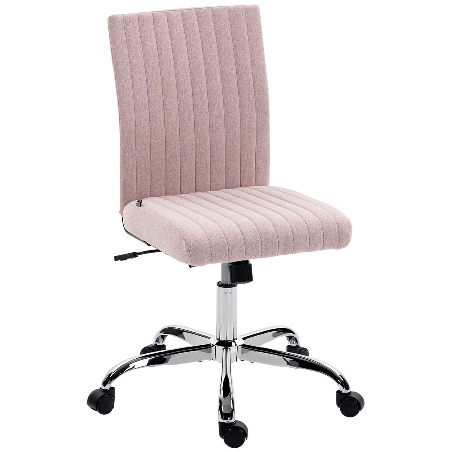 HOMCOM Bürostuhl ohne Armlehnen, Bürostuhl, höhenverstellbar, Wippfunktion, hoher Rücken und 360° drehbar, moderner Computerstuhl für Schlafzimmer, Wohnzimmer, rosa   Aosom von HOMCOM