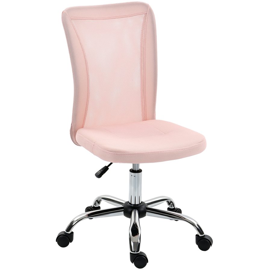 Vinsetto Ergonomischer Bürostuhl ohne Armlehnen, drehbarer Schreibtischstuhl aus atmungsaktivem Netzstoff mit gepolsterter Sitzfläche, höhenverstellbar, 43x58x90-100cm, Rosa   Aosom von Vinsetto