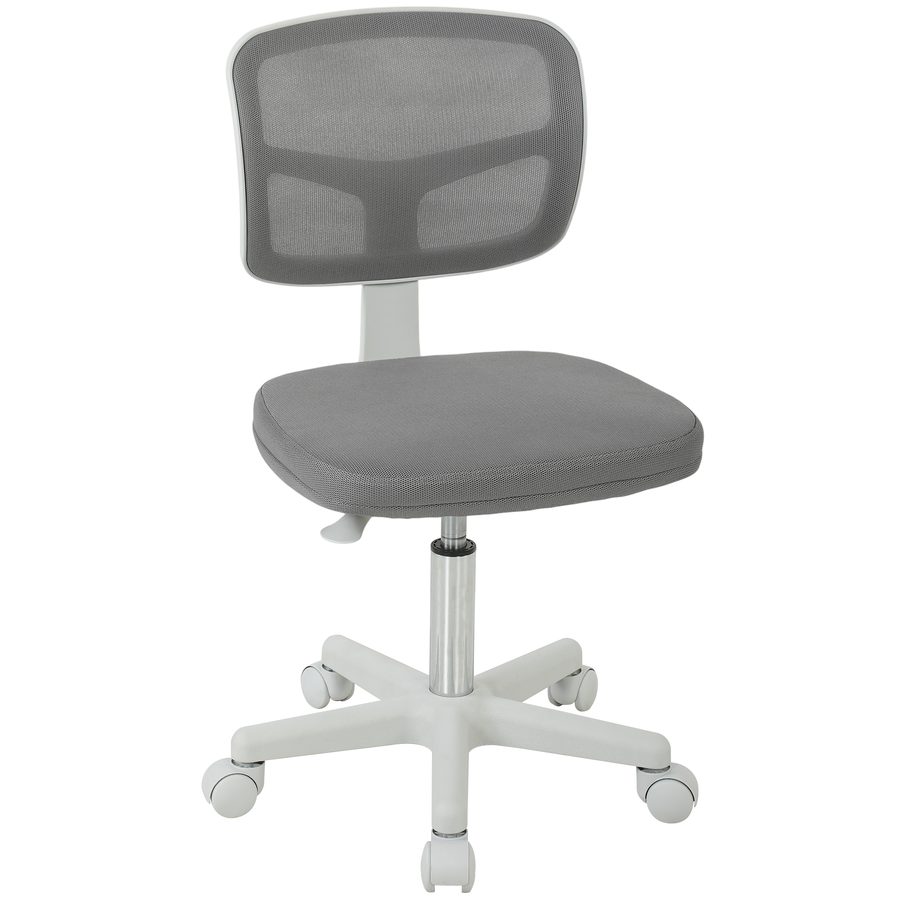 Vinsetto Ergonomischer Bürostuhl ohne Armlehnen, Drehstuhl mit gebogener Netzrückenlehne und Rollen, höhenverstellbar, für Schminktisch, Schlafzimmer, Grau   Aosom von Vinsetto