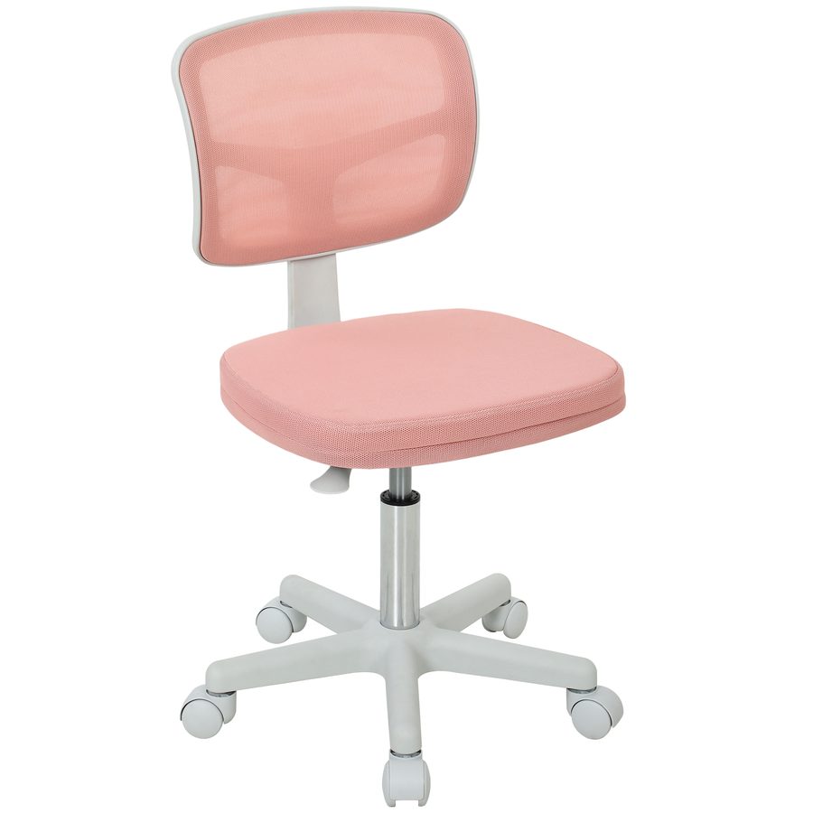 Vinsetto Ergonomischer Bürostuhl ohne Armlehnen, Drehstuhl mit geschwungener Netzrückenlehne und Rollen, Höhenverstellbar, Für Schminktisch, Schlafzimmer, Rosa   Aosom von Vinsetto