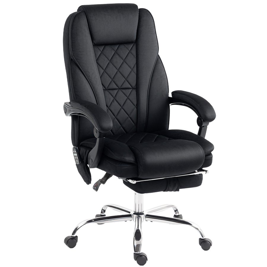 Vinsetto Bürostuhl mit Vibrtationsmassage, Ergonomischer Schreibtischstuhl mit Liegefunktion, Heizung, Höhenverstellbarer Drehstuhl mit Fußstütze, Fernbedienung, Seitentasche, Schwarz   Aosom von Vinsetto