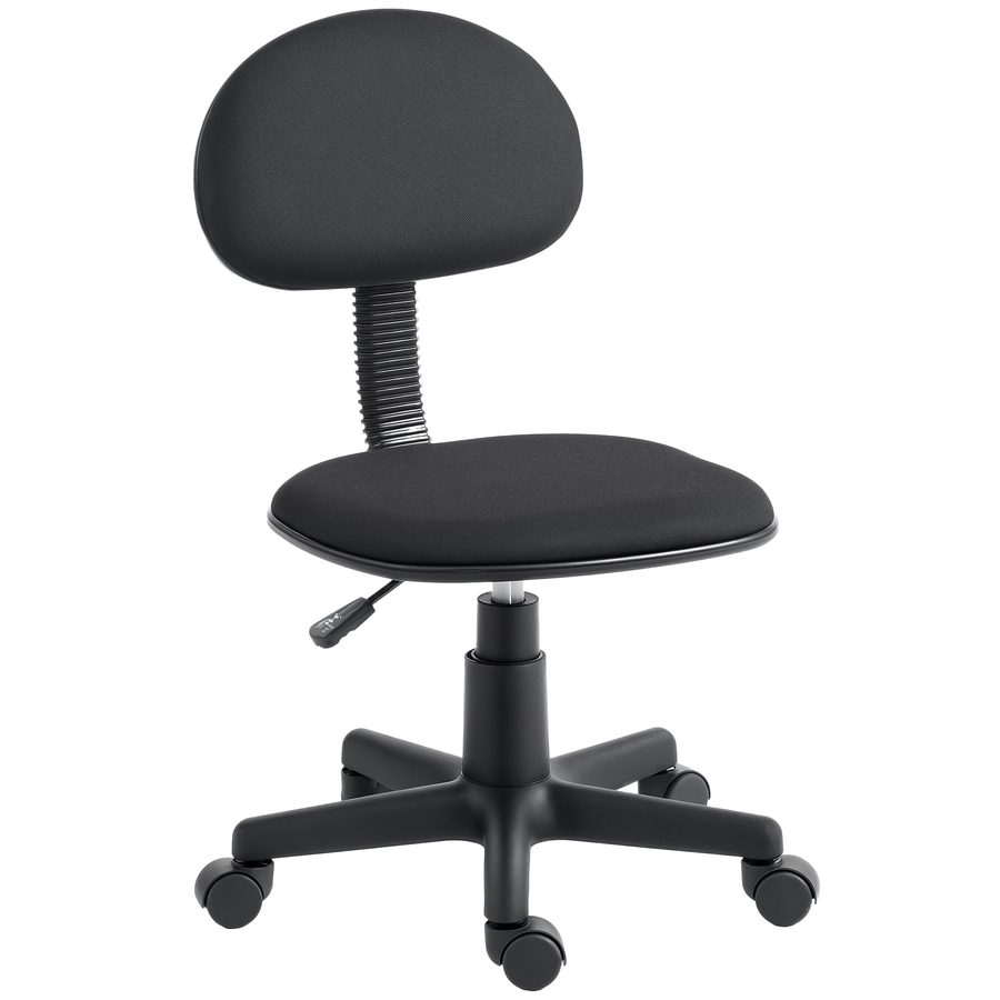 HOMCOM Bürostuhl Schreibtischstuhl ohne Armlehnen höhenverstellbar Homeoffice Stuhl PC Stuhl mit 360°-Drehrollen, niedriges Rückenteil, Schwarz   Aosom von HOMCOM