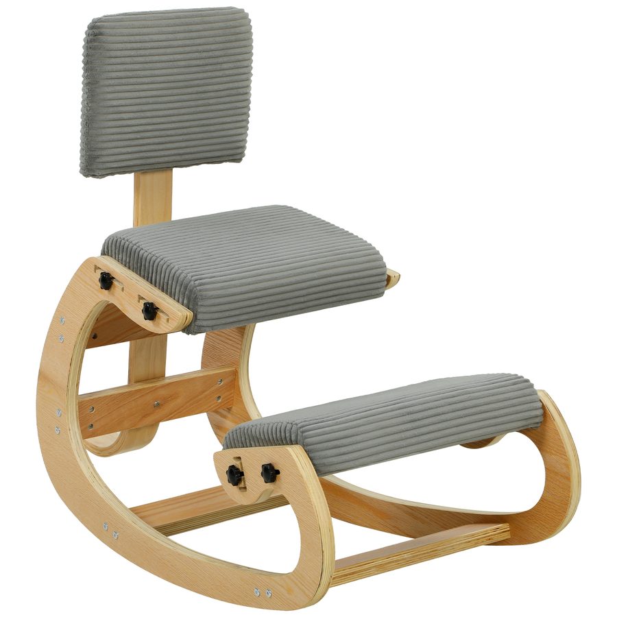 HOMCOM Ergonomischer Kniestuhl, Kniehocker mit Rückenlehne, Cord-Optik, Bürostuhl zur Verbesserung der Nackenschmerzen Rückenschmerzen für Zuhause, Büro, Meditation, Dunkelgrau   Aosom von HOMCOM