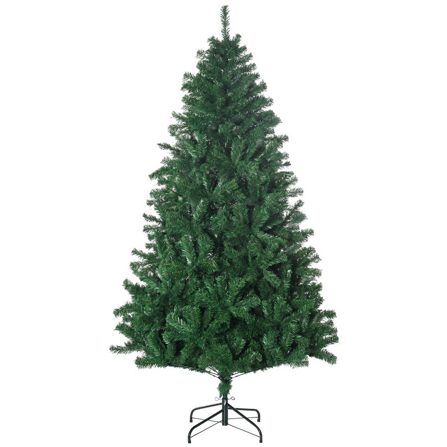 HOMCOM Weihnachtsbaum 1,8 m Kunsttanne mit 1492 Zweigen, PVC grün, stabiler Metallfuß, Ø115 x 180H cm für festliche Dekoration   Aosom.de von HOMCOM