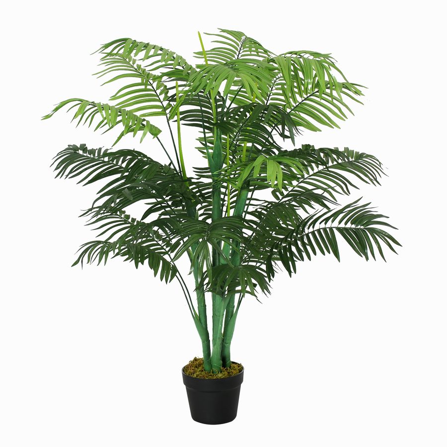 Outsunny Künstliche Palme 125cm Groß Kunstpalme mit 18 Palmenwedel Kunstpflanze im Topf wie echt Künstliche Pflanzen Kunstbaum Zimmerpflanze für Wohnzimmer Balkon Büro Dekoration   Aosom von Outsunny