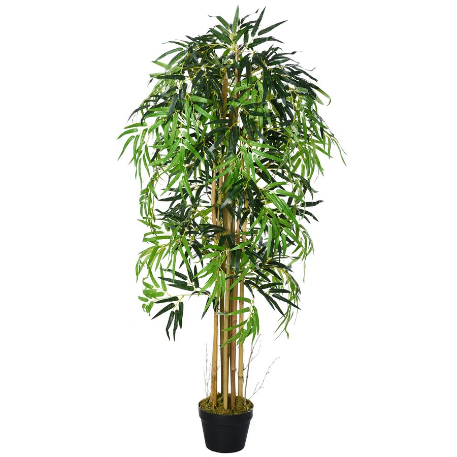 Outsunny Künstlicher Bambus 150cm mit Topf, Realistische Dekorative Kunstpflanze für Zuhause, Garten, Büro, Grün   Aosom von Outsunny
