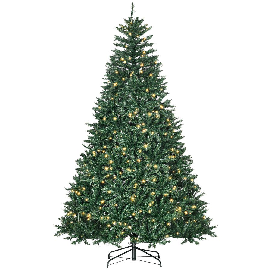 HOMCOM künstlicher Weihnachtsbaum, 210 cm Christbaum mit 2154 Spitzen, 700 LED-Leuchte, rutschfesten Metallständer, für Indoor, Weihnachten Deko, Grün   Aosom von HOMCOM