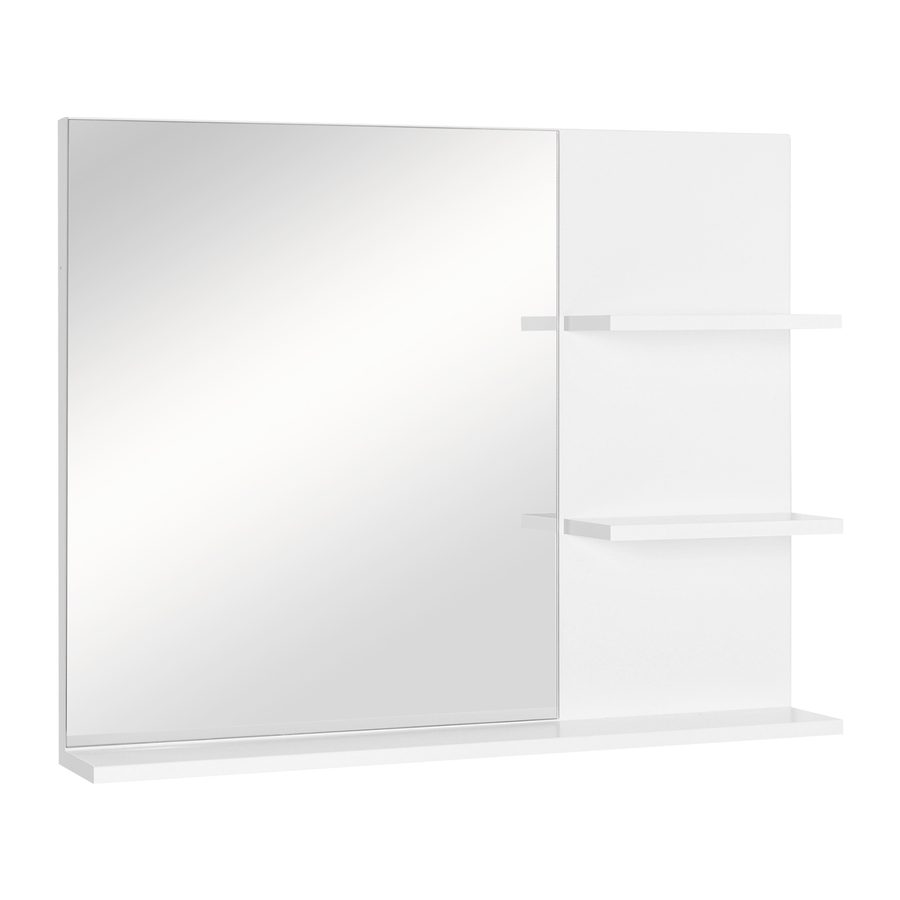 kleankin Badspiegel Wandspiegel mit 3 Ablagen, Spiegelregal für Badezimmer, MDF Weiß 60x10x48cm, modernes Design für Ordnung   Aosom.de von Kleankin