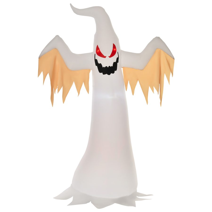 HOMCOM Halloween aufblasbares Gespenst 2,4 m mit LEDs IP44 selbstaufblasend Polyester in Weiß und Rot, perfekte Dekoration für Halloween   Aosom.de von HOMCOM