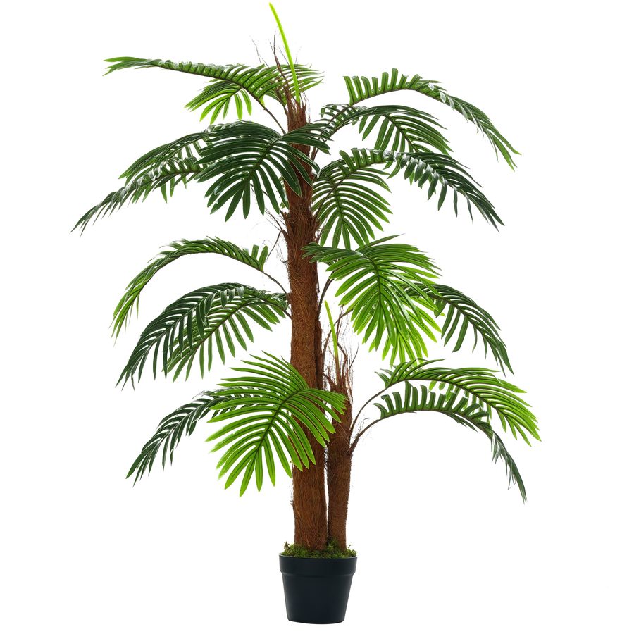 HOMCOM Künstliche Palme 120cm naturgetreue Kunstpflanze für Innen und Außen im Kunststofftopf pflegeleicht & langlebig   Aosom.de von Outsunny