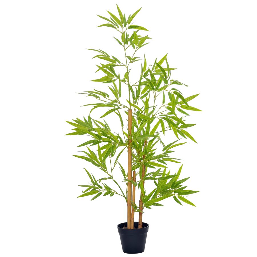Outsunny Künstlicher Bambus Dekorative Kunstpflanze 120cm naturgetreue Baumdekoration für Innenbereiche   Aosom.de von Outsunny