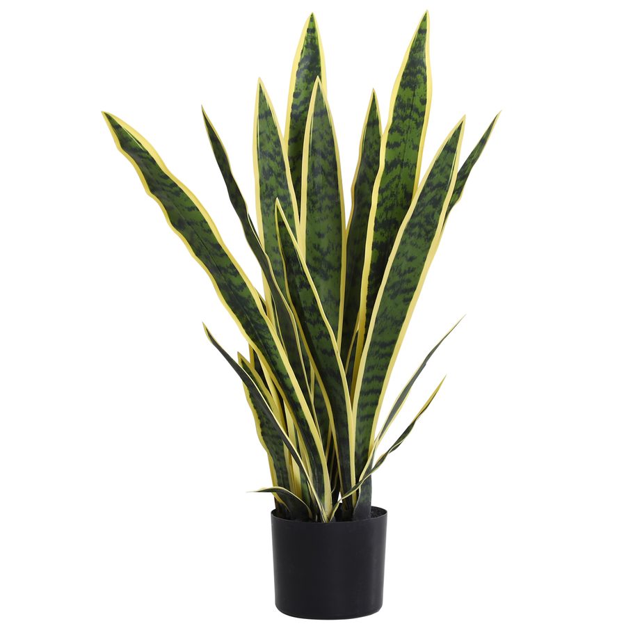 Outsunny Künstliche Schlangenpflanze groß 77 cm Kunstpflanze, künstliche Pflanzen im Topf, Fake Plant wie echt für Wohnzimmer Schlafzimmer Büro Garten Moderne Dekoration Geschenk   Aosom von Outsunny