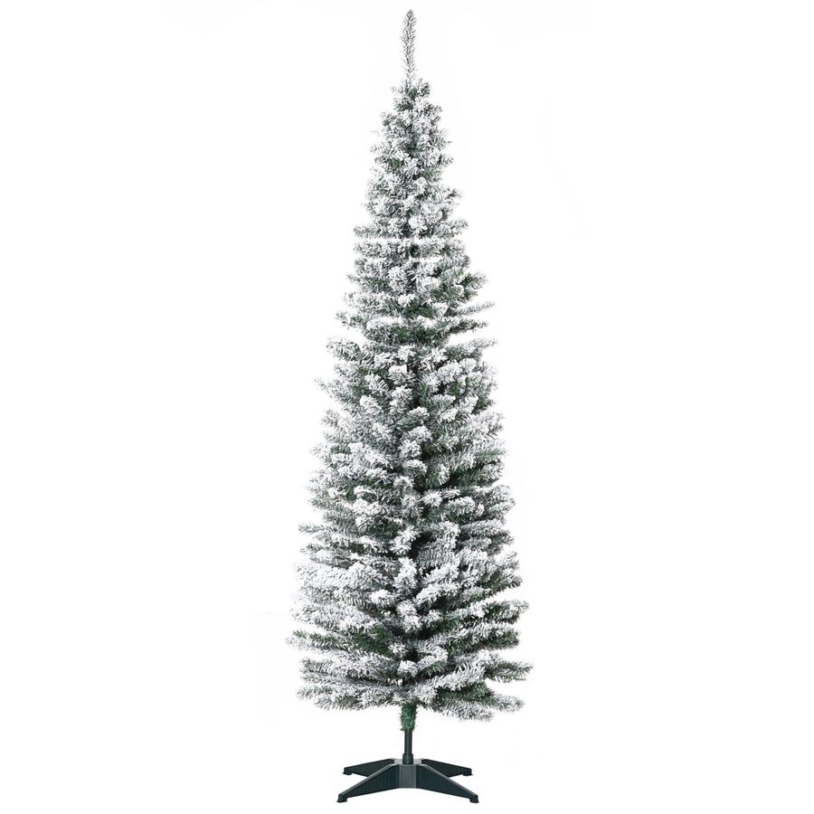 HOMCOM Künstlicher Weihnachtsbaum, 180 cm mit Kunstschnee, mit 390 Astspitzen abnehmbar Standfuß, für Weihnachtsfest, Indoor, grün   Aosom von HOMCOM