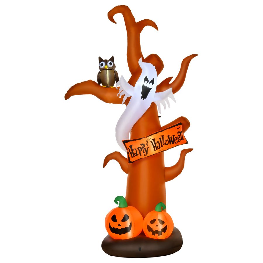 HOMCOM Aufblasbarer Halloween Baum Kürbis Deko Figur mit LED Beleuchtung 156 x 107 x 274 cm, Luftfigur aus Polyester für gruselige Dekoration   Aosom.de von HOMCOM