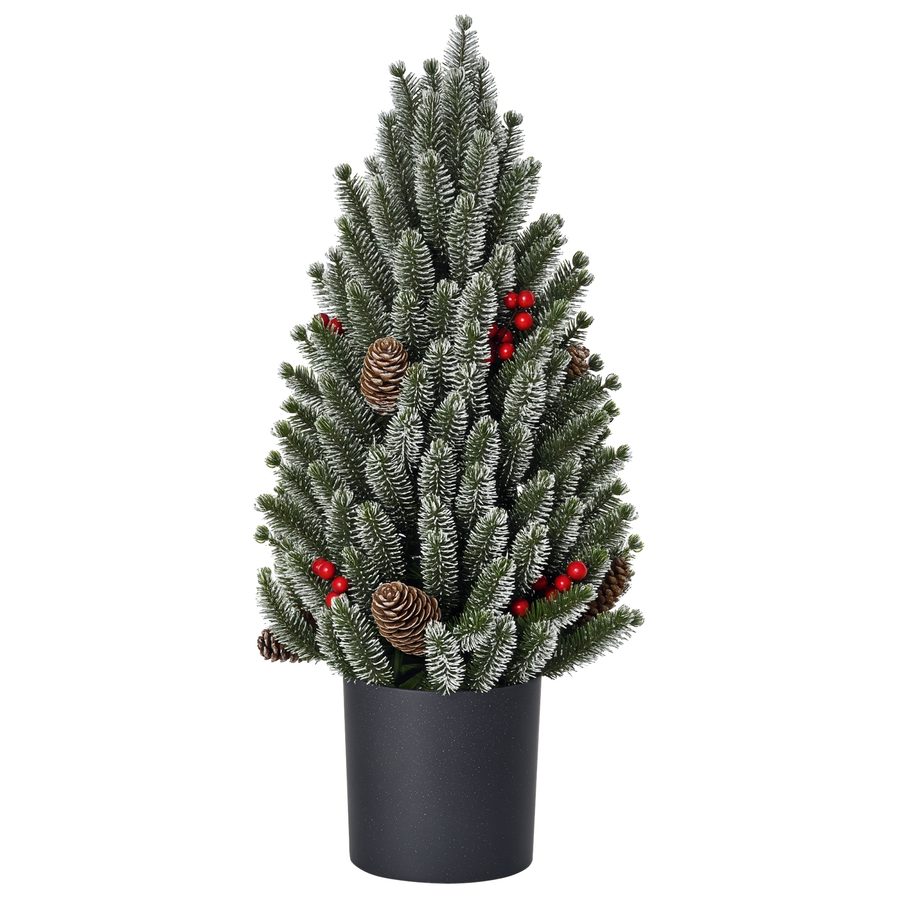 HOMCOM Künstlicher Weihnachtsbaum Tisch-Christbaum 170 Äste schneebedecktes Design mit Kunststoffsockel Beeren Tannenzapfen PE PVC Ø27 x 47 cm   Aosom von HOMCOM